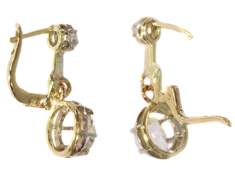 Large rose cut diamond Art Deco earrings